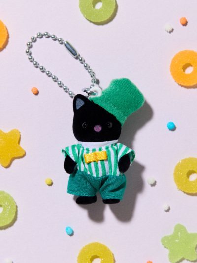 Emerald Green Tuxedo Cat Baby Key Chain